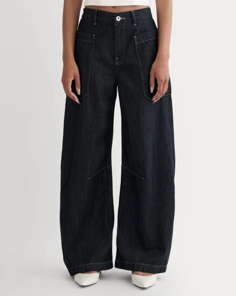 Everlane The Gardener Pull-On Jean Women's 31 R Dark Indigo Baggy Wide Leg Denim